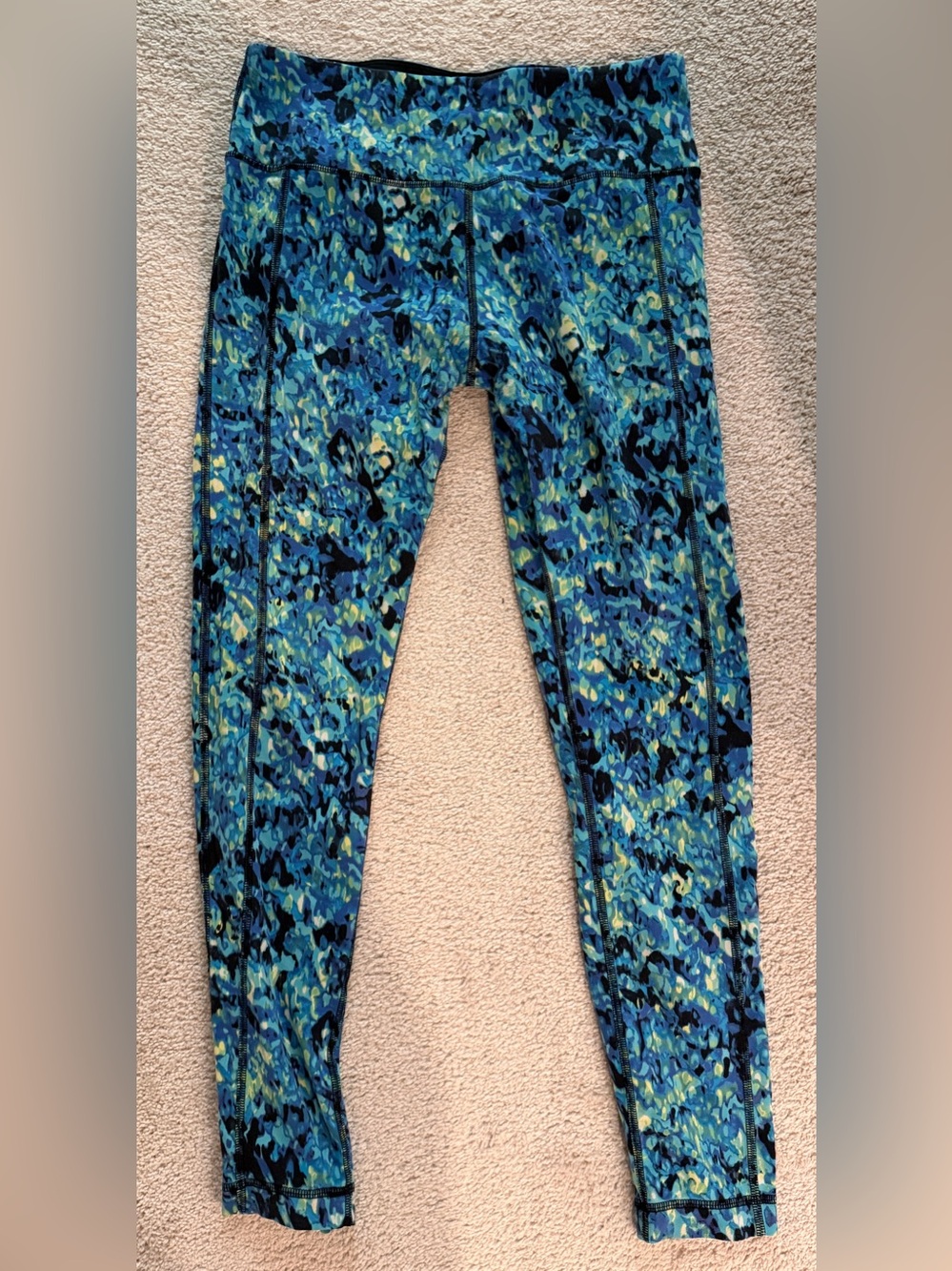 Blue Multi-Pattern High-Rise Leggings